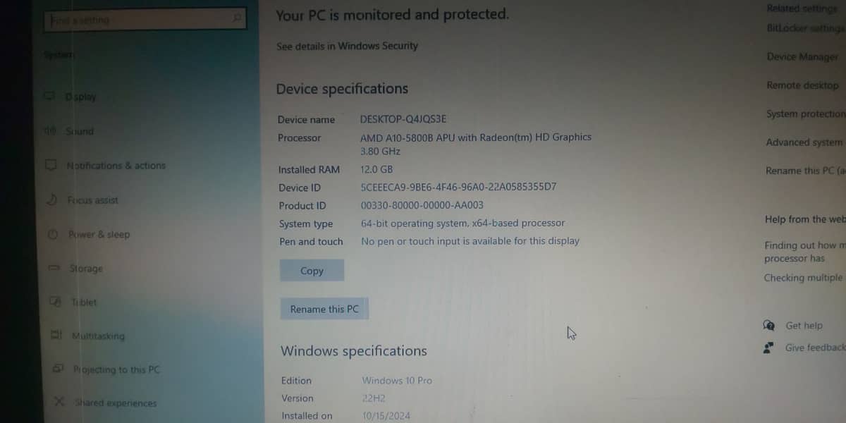 Amd A10 PC with gpu and monitor 4