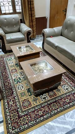 Wooden Glass Side table pair for sale