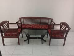 3 seater sofa with 2 single seater sofas and center table