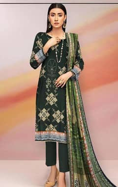 3 PCs women unstitched viscose printed suit