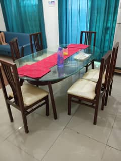 Large Dining Table With 6 Wooden Chairs