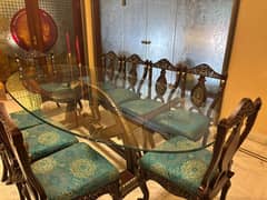 Dining table/wooden dining/Luxury dining/10 seater dining/Glass top