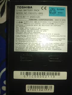 Laptop battery TOSHIBA DC 10.8v=  4500mah  made in Japan