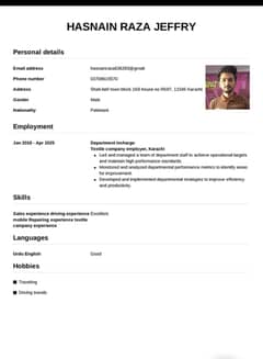 driving experience and sales experience and mobile