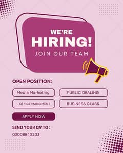 Urgent need Staff for Men , Women & Students