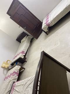 4 SINGLE WOODEN BEDS with mattress