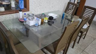 Big Glass Dining Table with 6 Chairs