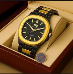 StyliStylish Black & Gold Men's Square Wirst Watch- Elegant Design,