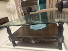 Wooden Coffee Table with glass top