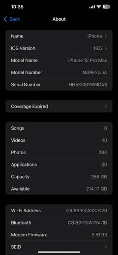 Iphone 12 Pro max JV physical sim model with sim time