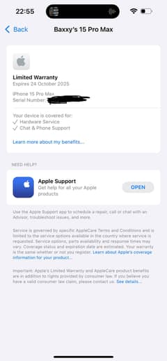 iPhone 15 Pro Max 256GB Jv Black Titanium (Under Apple Warranty).
