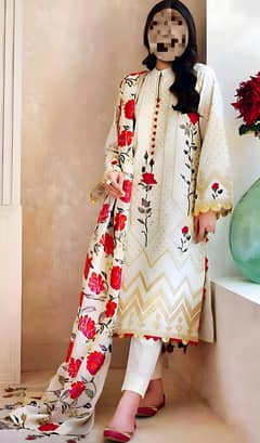 Luxury Embroidered 3Pc Lawn Suit | Cash on Delivery 