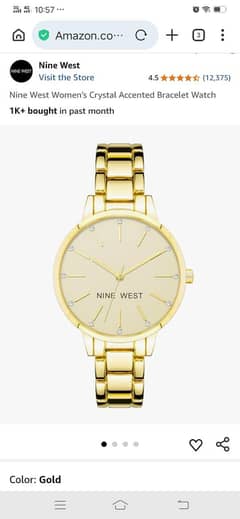 Nine West Women's Crystal Accented  Bracelet Watch