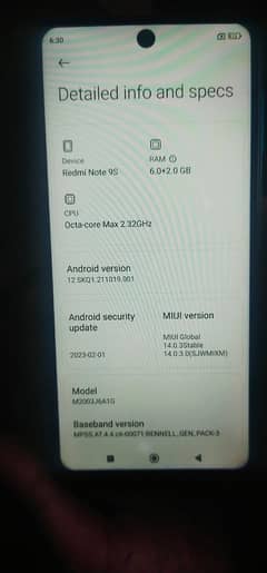 Redmi note 9s 6+2/128