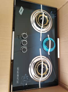 Brand New  G3 LPG Stove - 3 Gold Burners, Sleek Black Aluminum |