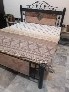 King-size Iron bed & Room Chairs with Side tables & matress