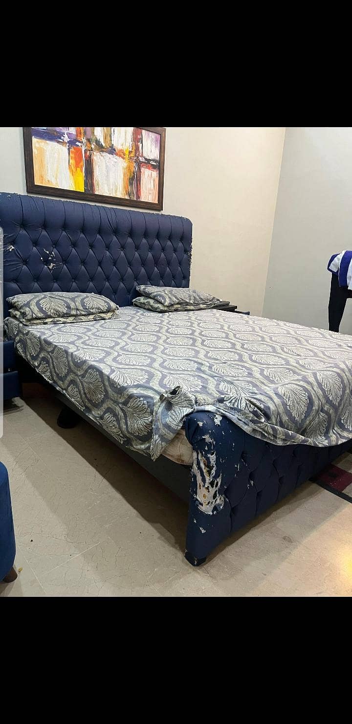 bed with side table and hanging dressing table 1