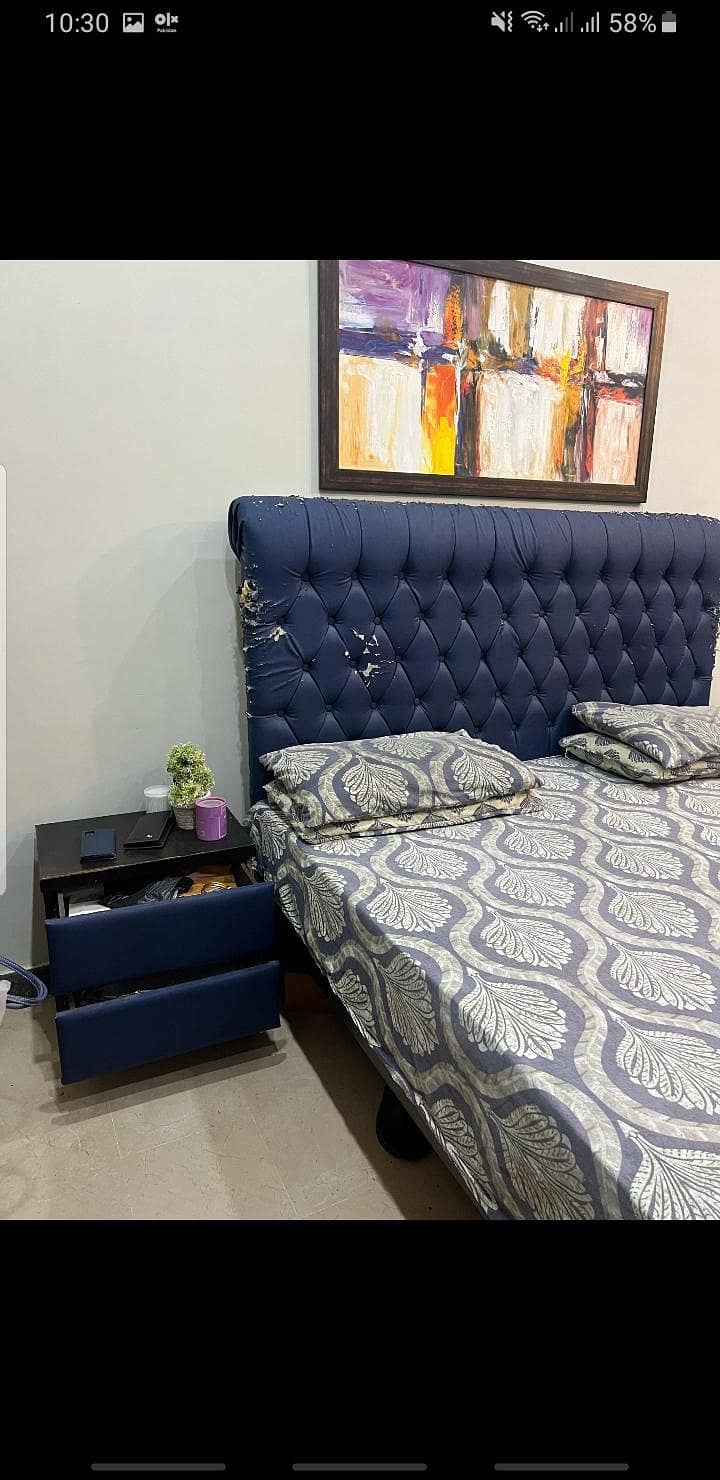 bed with side table and hanging dressing table 2
