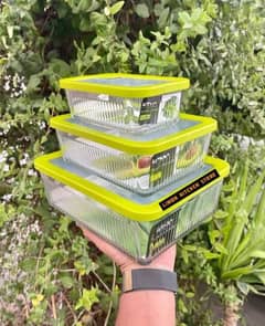 Premium limon Glass Cantenar With Plastic lid 3 pcs box