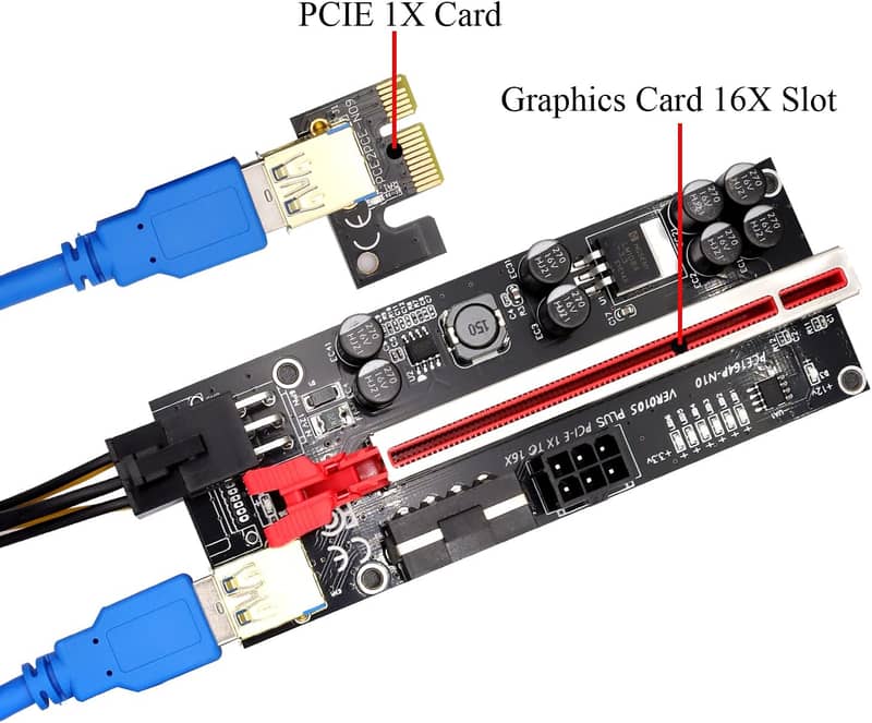 GPU Riser PCI-E 1X to 16X with 8 Solid Capacitors for BTC ETH mining 7