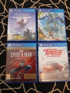 Horizon Zero Dawn, Horizon Forbidden West, NFS Payback, Spider-Man,PS4