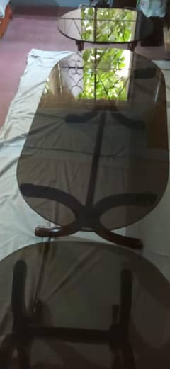 center Glass Table with to side table