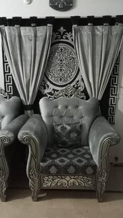 sofa set including curtains
