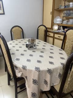Large dining table with 6 chairs