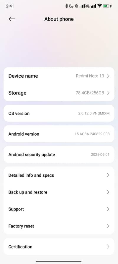 mi note 13 256 variant