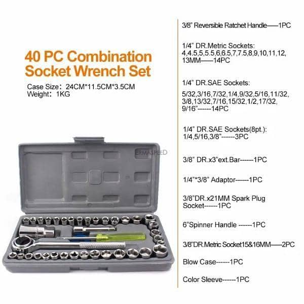 40pcs Aiwa Socket Wrench Tool Kit & Screwdriver And Socket Set 1