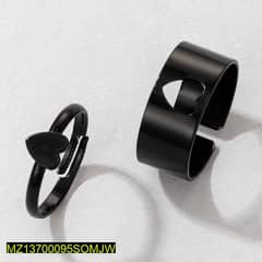 2 Pcs Trendy Couple Heart Rings