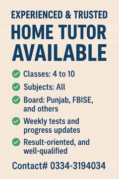 Home Tutor Available