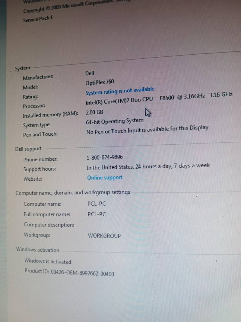 dell cpu core 2 duo with lcd keyboard mouse 10/10 condition 2gb /250 3