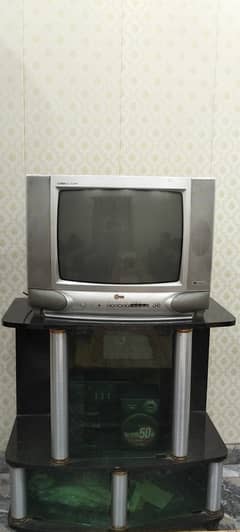 LG TV with Wooden Trolley