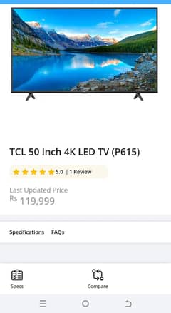 TCL P615 50 INCHES 4K LED ANDROID TV