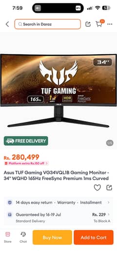 Asus TUF Gaming VG34VQL1B 34" WQHD 165Hz