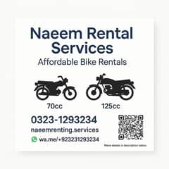Rent a bike in Rawalpindi/Islamabad (For Bikyea/Indrive & Personal Use