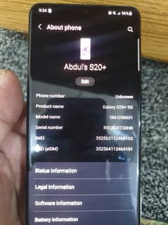 Samsung s20 plus 8 +4/128