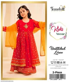 2 pcs girl linen Embroidered unstitched Suit