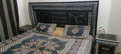 Bed with Side tables and Mattress