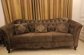 Sofa Set  – Velvet & Pure Wood
