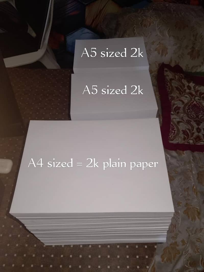A4 sized 100 grm plain paper 2k also 4k A5 sized paper 0