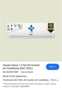 Enviro For Sale EAC-18cl  1.5 ton DC intverter split air conditioner
