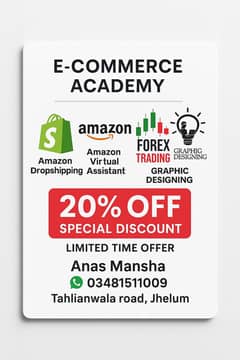 Amazon , Shopify, Graphic Designing and forex trading courses