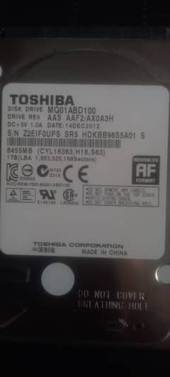 TOSHIBA LAPTOP HARD DRIVE 1TB