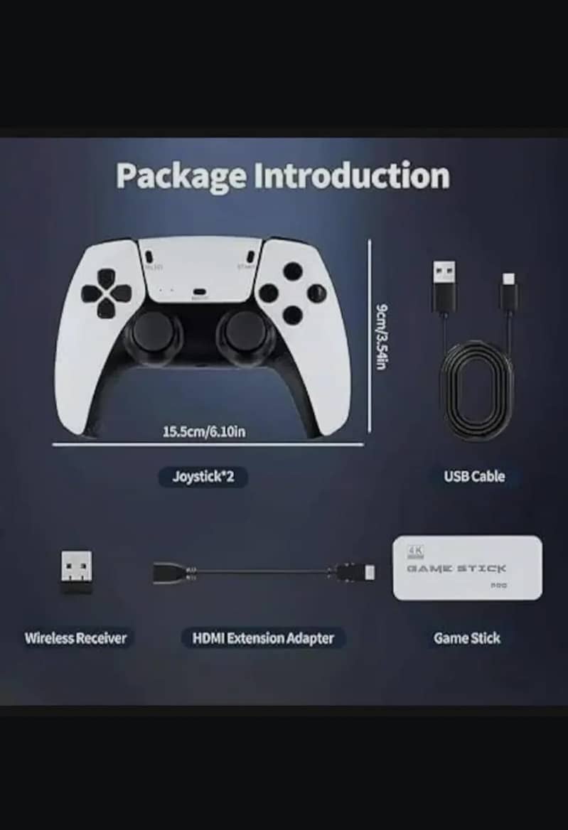 M15 Game Stick 4K Console 64GB with Dual 2.4G Wireless Controllers 1