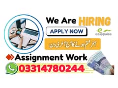 Assignment Job / Part Time Full Time Job / Job for male and female