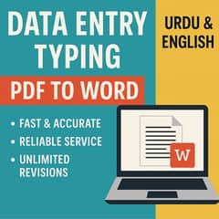  Data Entry | Typing Work | Excel | PDF to Word | Urdu & English 