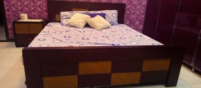 Wooden bedset | side tables | mattress included