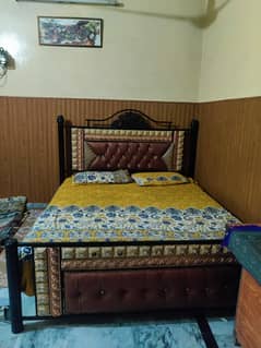 Iron double bed with mattress
